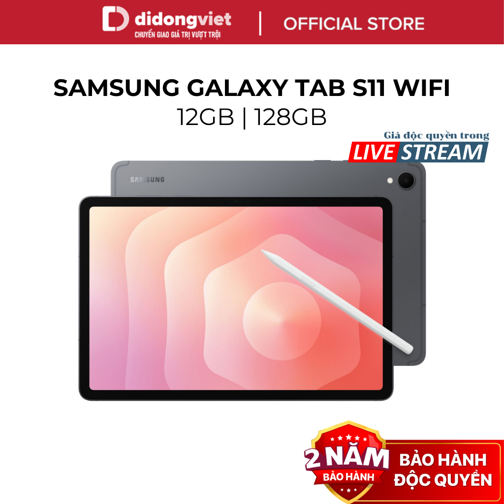 (KOL) Máy Tính Bảng Samsung Galaxy Tab S11 Wifi 12GB|128GB, Màn hình 11" - MediaTek Dimensity 9400+,