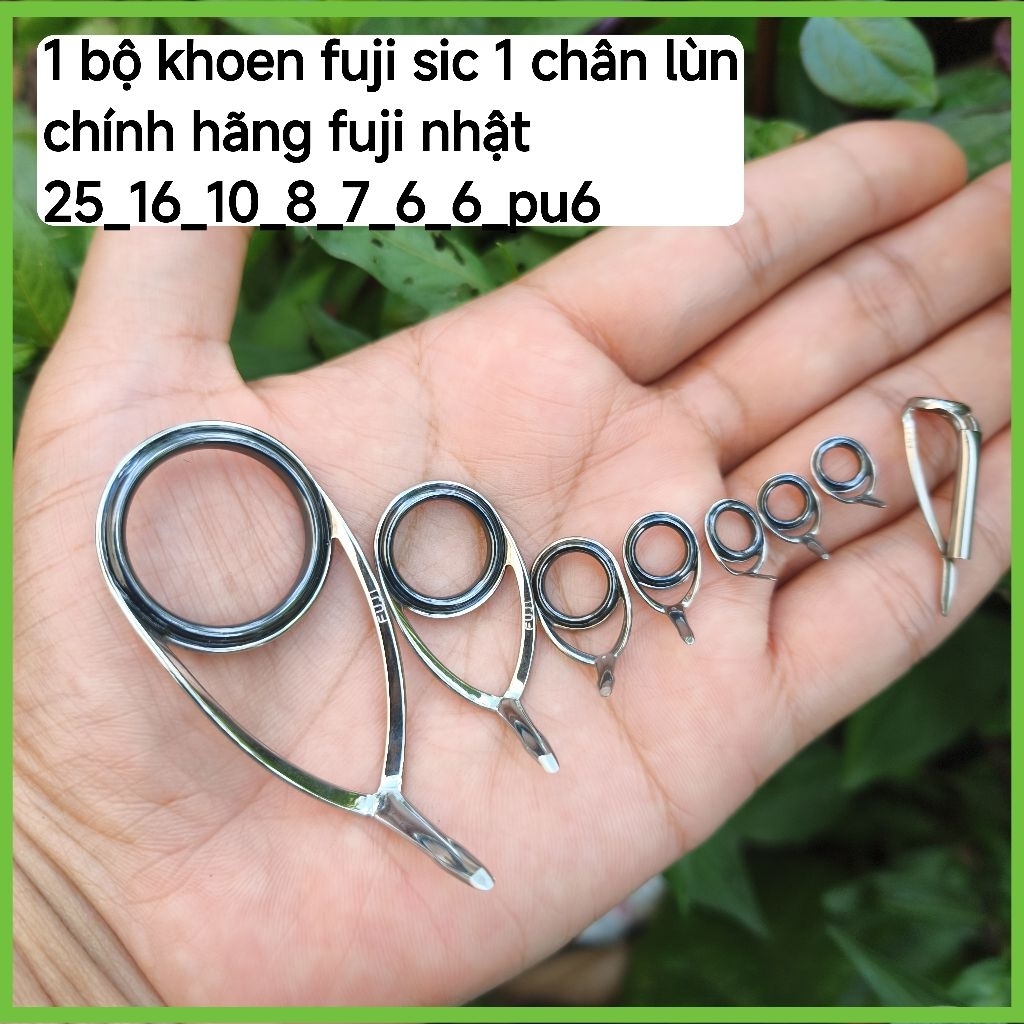 1 bộ khoen fuji sic 1 chân lùn 25s_16s_10s_8s_7s_6s_6s_pu6 hợp gắn cần trên 2m size m, mh, h...