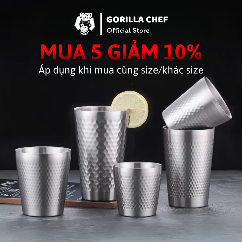 Ly inox 304 kiểu Hàn Quốc 2 lớp GORILLA CHEF không giữ nhiệt, sang trọng và an toàn cho sức khỏe
