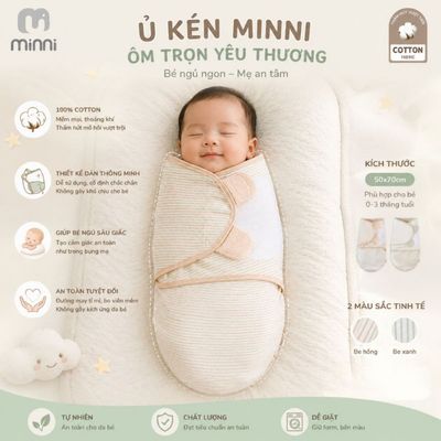 Ủ kén sơ sinh cho bé Ualarogo vải Organic Cotton mềm mại giữ nhiệt dán ủ ấm cơ thể bé 9510