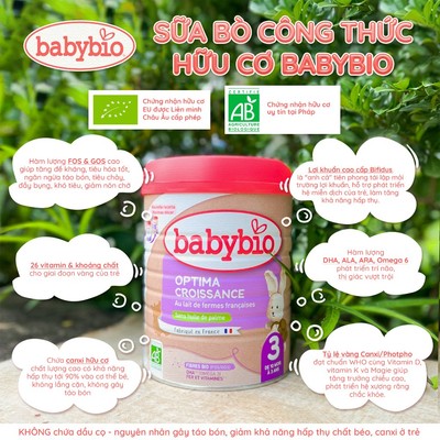 Sữa bò hữu cơ Babybio Pháp 800g (0 - 36 tháng)