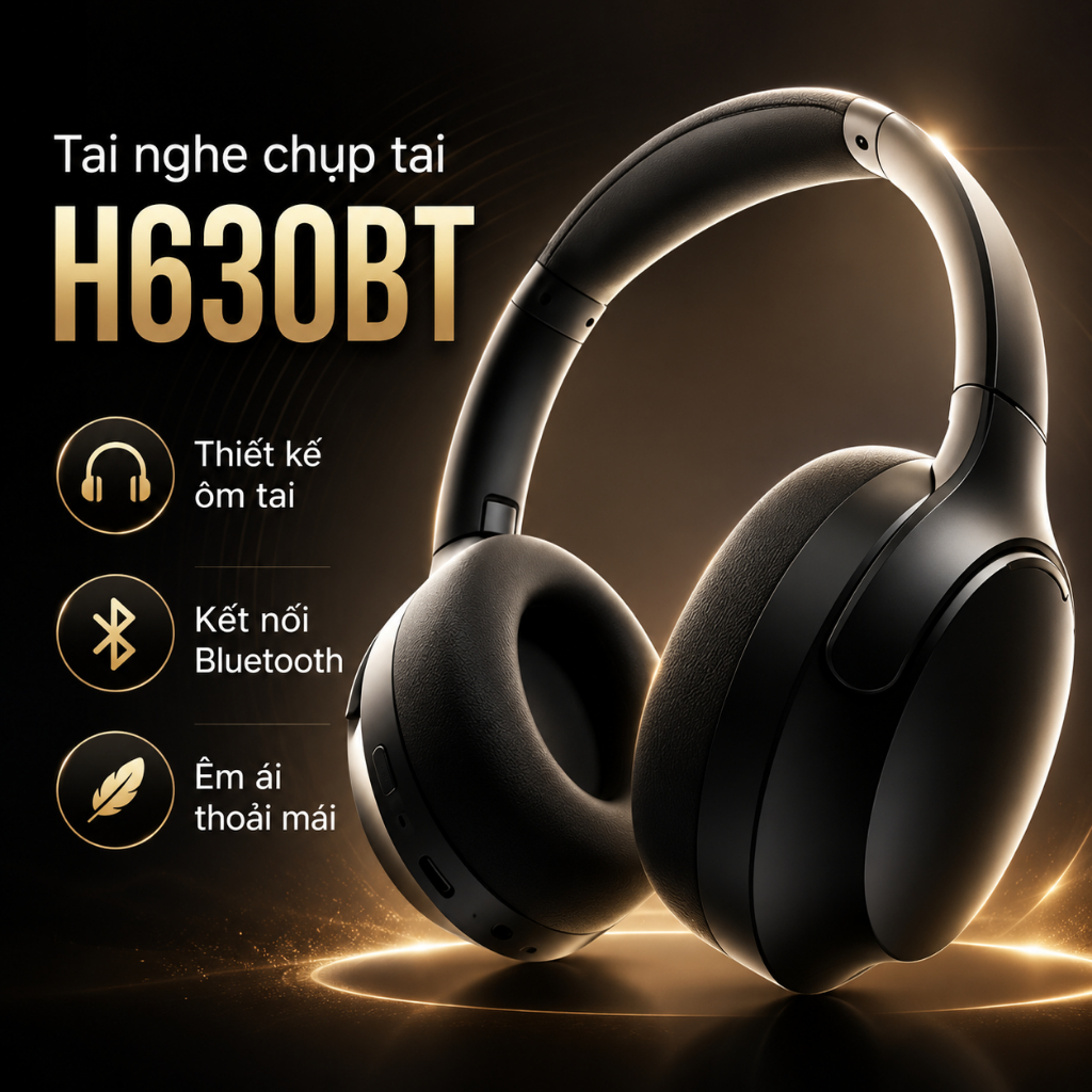 Tai nghe chụp tai H630BT, tai nghe chụp kết nối bluetooth ổn định chống ồn, chống nước GAGAY