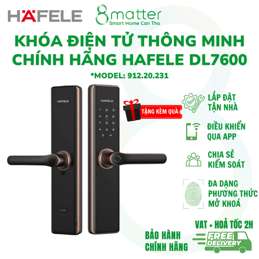 Khóa Cửa Điện Tử HAFELE DL7600 Chính Hãng - Vân Tay - Miễn Phí Lắp Đặt Tận Nơi - Bảo Hành 2 Năm