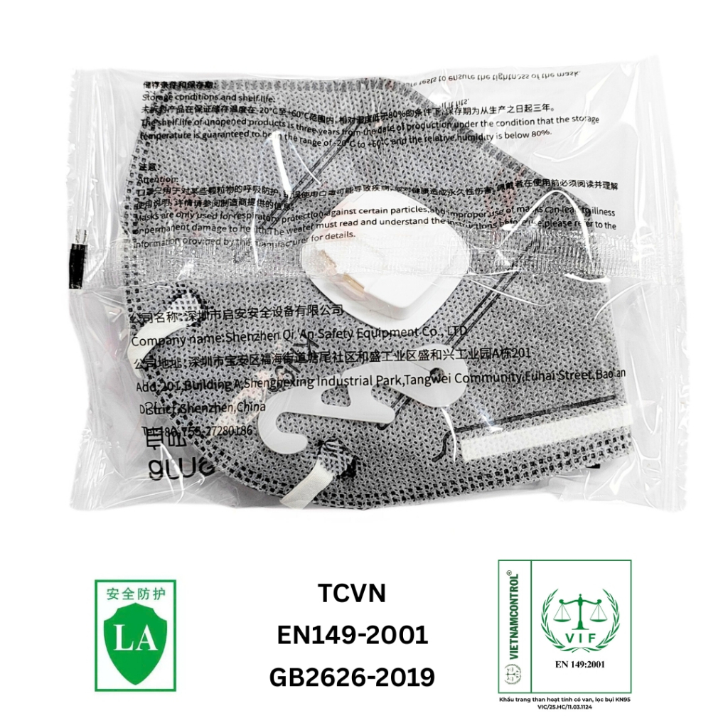 Khẩu trang than hoạt tính 90gram lọc bụi KN95 TCVN KN95 EN149 AMS có chứng chỉ hóa đơn kiểm định