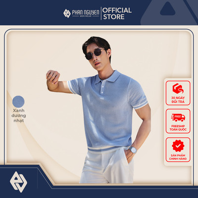 Áo polo dệt kim nam Phan Nguyễn, chất liệu cao cấp, mềm mại, thoáng khí, form regular fit APC.341