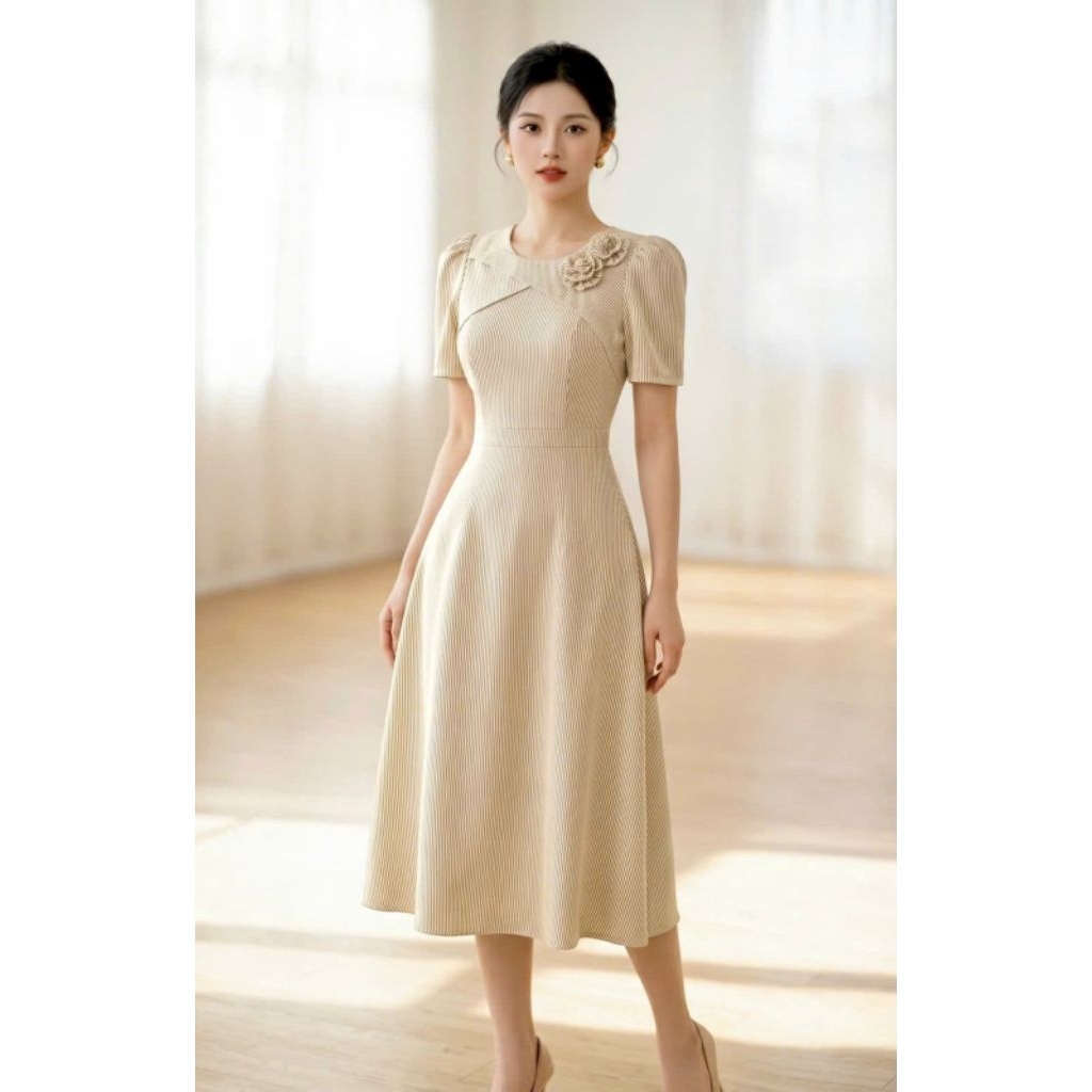 Đầm xòe phối dễ thương 2 lớp có túi