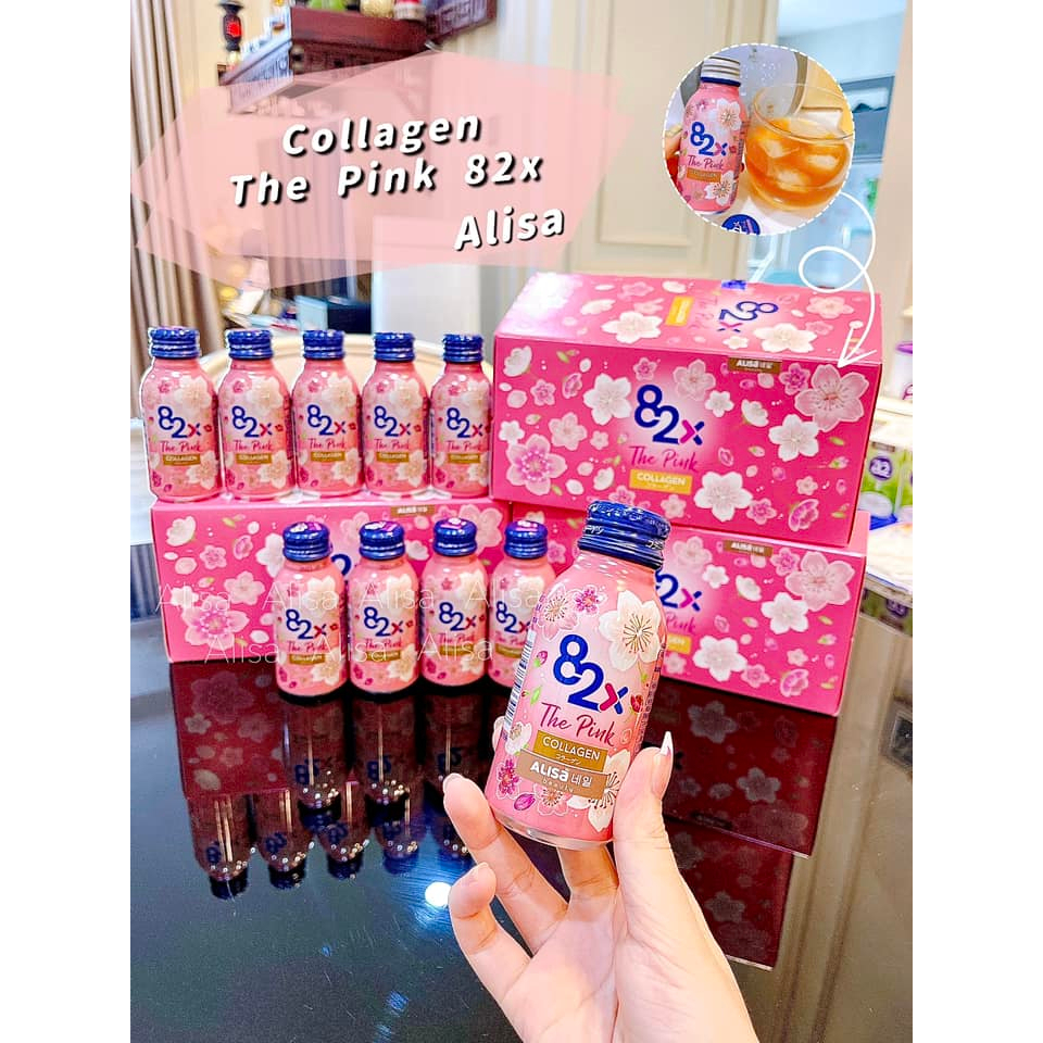Nước uống Collagen 82X The Pink Collagen 82X 1000mg Nhật  - Hộp 10 Chai