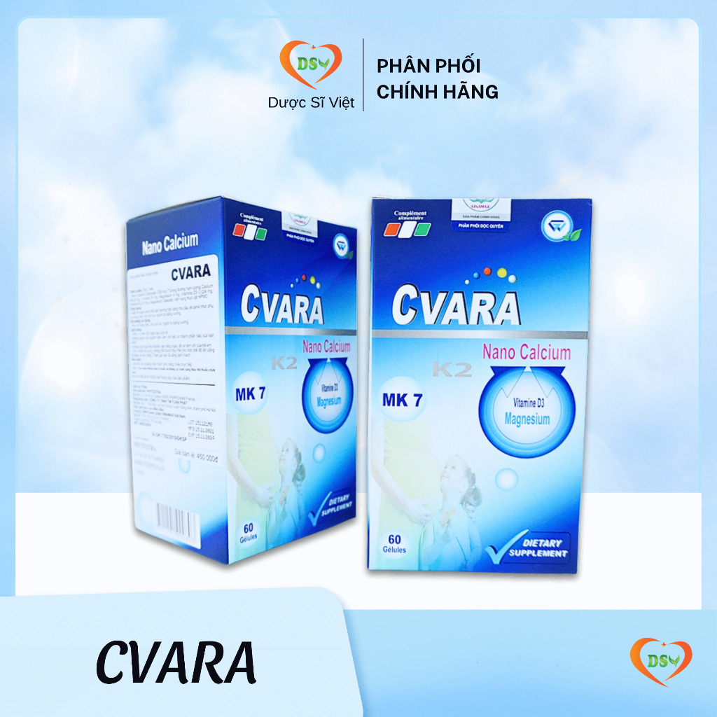 Viên Uống Canxi CVARA Bổ Sung Canxi Giúp Xương Chắc Khỏe -Nhập Khẩu 100% Từ Pháp - Hộp 60 VIÊN