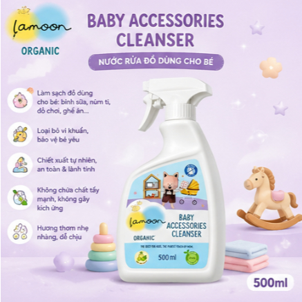 Nước rửa đồ dùng cho bé Lamoon Organic Baby Accessories Cleanser 500ml
