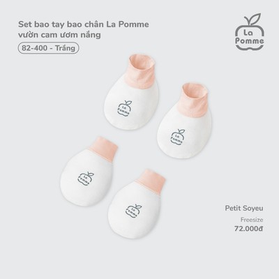 Set bao tay bao chân La Pomme vườn cam ươm nắng - Sợi Petit Soyeu thoáng mát - Bé trai/gái - Freesize