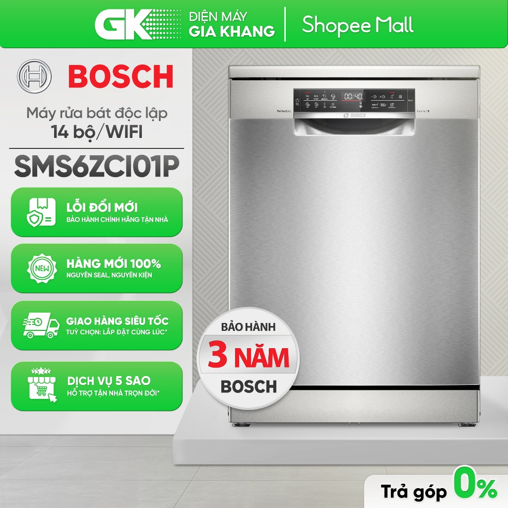 Máy Rửa Chén Bosch Series 6 SMS6ZCI01P | SMS6ZCI00P | SMS6ZCI02P - 14 Bộ, Nhập Khẩu Đức [Freeship HC