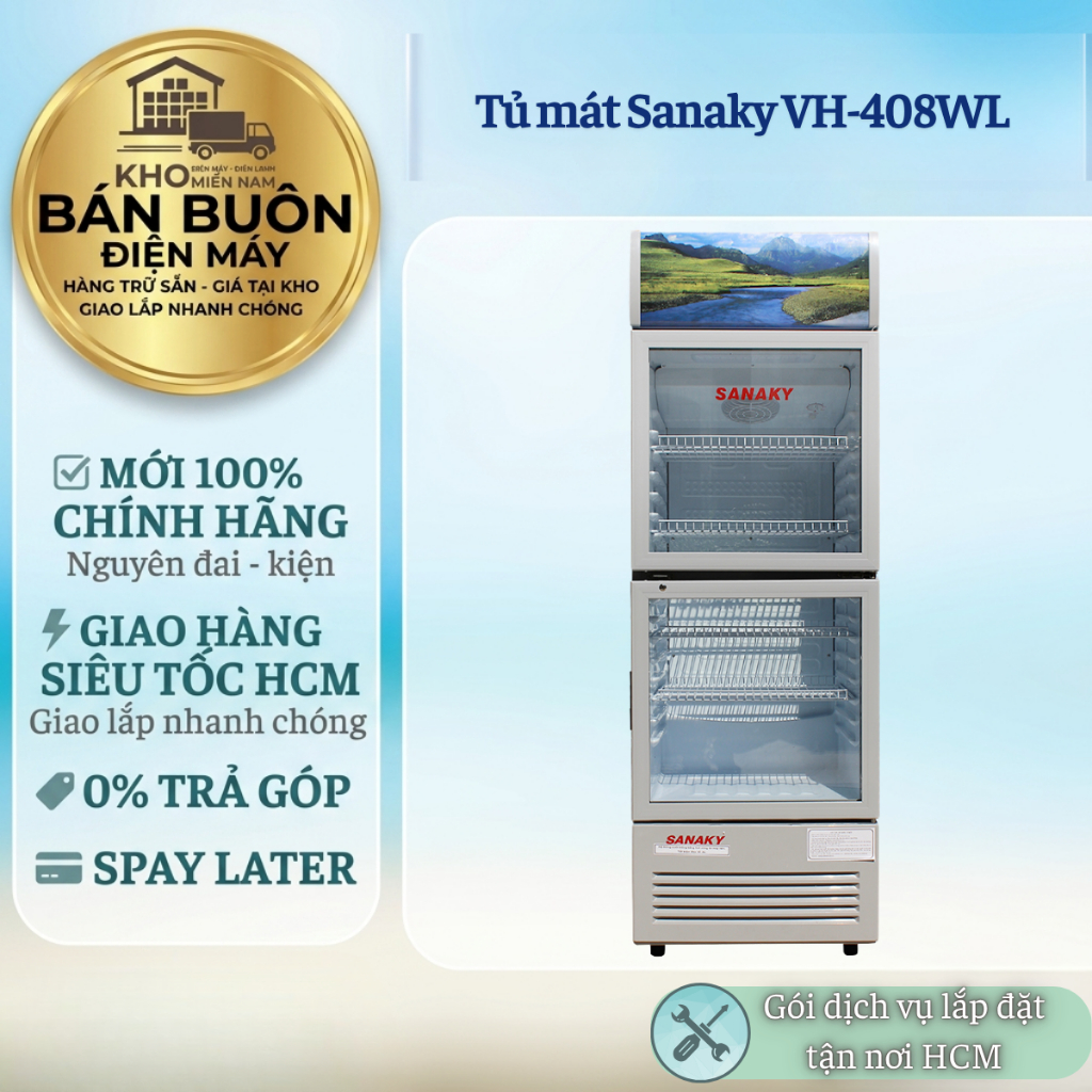 VH-408WL Tủ mát Sanaky – 400L, 2 cánh kính, gas R600A, chống đọng sương | VH408WL