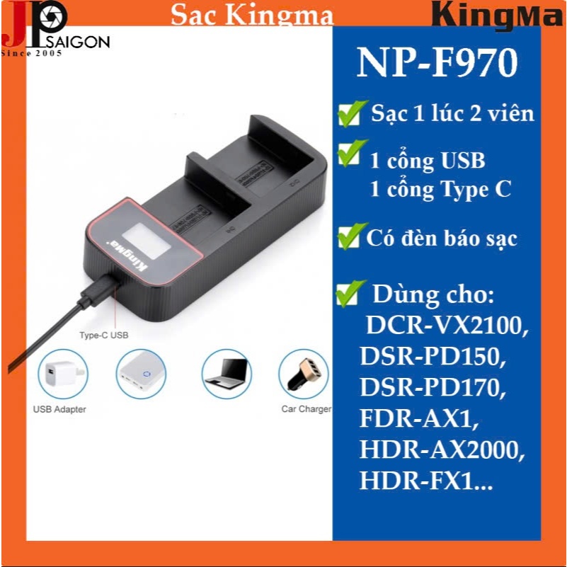 SẠC ĐÔI KINGMA VER 3 MÀN HÌNH LCD FOR SONY NP-F550/F770/F970