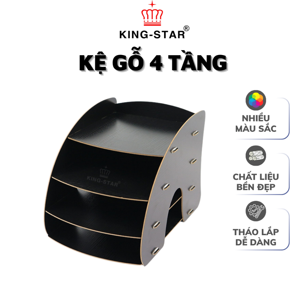 Kệ Gỗ 4 Tầng KINGSTAR Đựng Hồ Sơ Giấy Tờ Để Bàn Văn Phòng Kệ Tài Liệu Sang Trọng