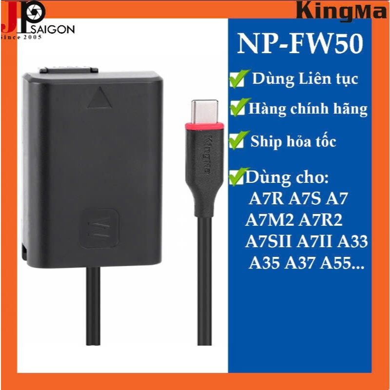 GIẢ PIN KINGMA USB-C TO MÁY ẢNH SONY NP-FW50