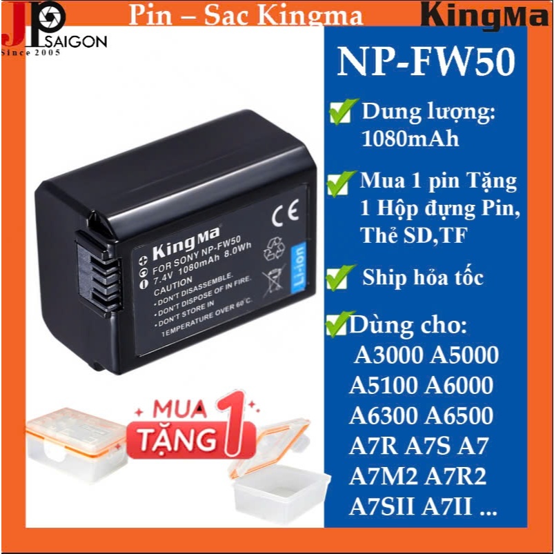 PIN MÁY ẢNH KINGMA CHO SONY NP-FW50