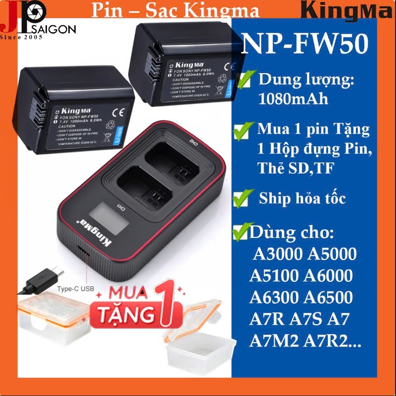 PIN SẠC ĐÔI VER 3 KINGMA CHO SONY NP-FW50
