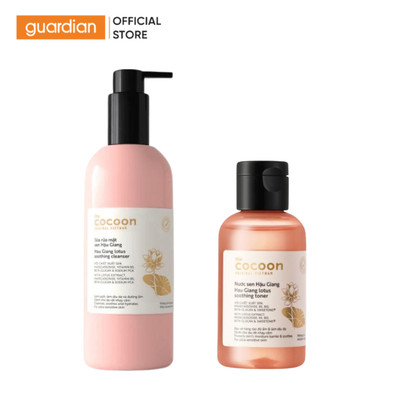 Combo Sữa Rửa Mặt Sen Hậu Giang Cocoon Lotus Soothing Cleanser 310ml & Nước Hoa Hồng (Toner) Sen Hậu Giang Cocoon 140ml