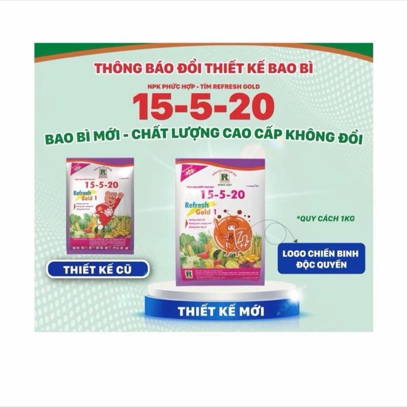 Phân bón NPK REFRESH GOLD NPK 15-5-20 kích thích ra hoa, cung cấp dinh dưỡng cho cây trồng (kali sun