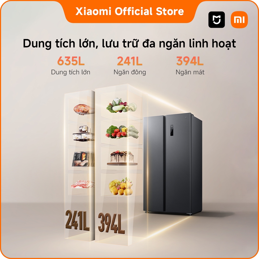 [MỚI RA MẮT] Tủ lạnh Xiaomi 2 cánh Side by Side Xiaomi Mijia Refrigerator 635L | Dung tích lớn | Bảo hành 2 năm | BigBuy360 - bigbuy360.vn