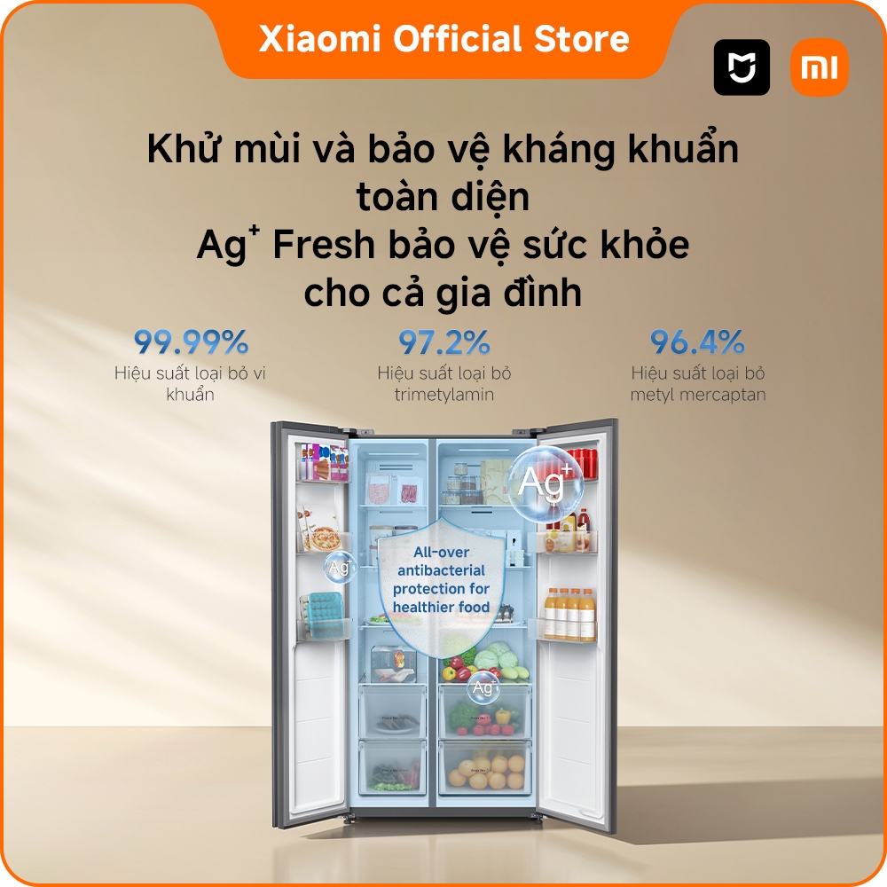 [MỚI RA MẮT] Tủ lạnh Xiaomi 2 cánh Side by Side Xiaomi Mijia Refrigerator 635L | Dung tích lớn | Bảo hành 2 năm | BigBuy360 - bigbuy360.vn