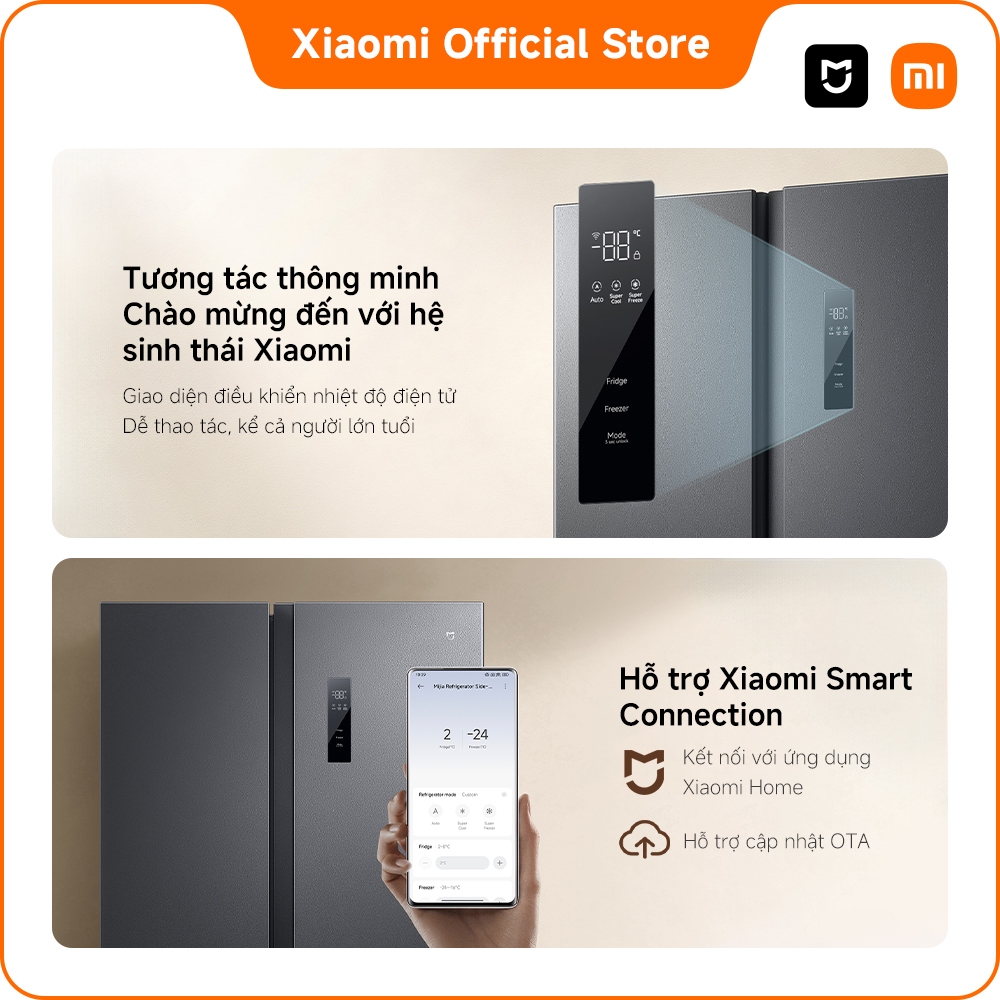 [MỚI RA MẮT] Tủ lạnh Xiaomi 2 cánh Side by Side Xiaomi Mijia Refrigerator 635L | Dung tích lớn | Bảo hành 2 năm | BigBuy360 - bigbuy360.vn