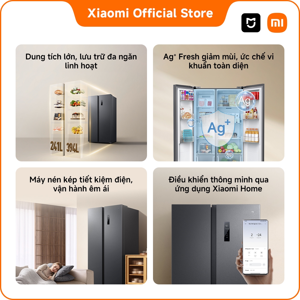[MỚI RA MẮT] Tủ lạnh Xiaomi 2 cánh Side by Side Xiaomi Mijia Refrigerator 635L | Dung tích lớn | Bảo hành 2 năm | BigBuy360 - bigbuy360.vn