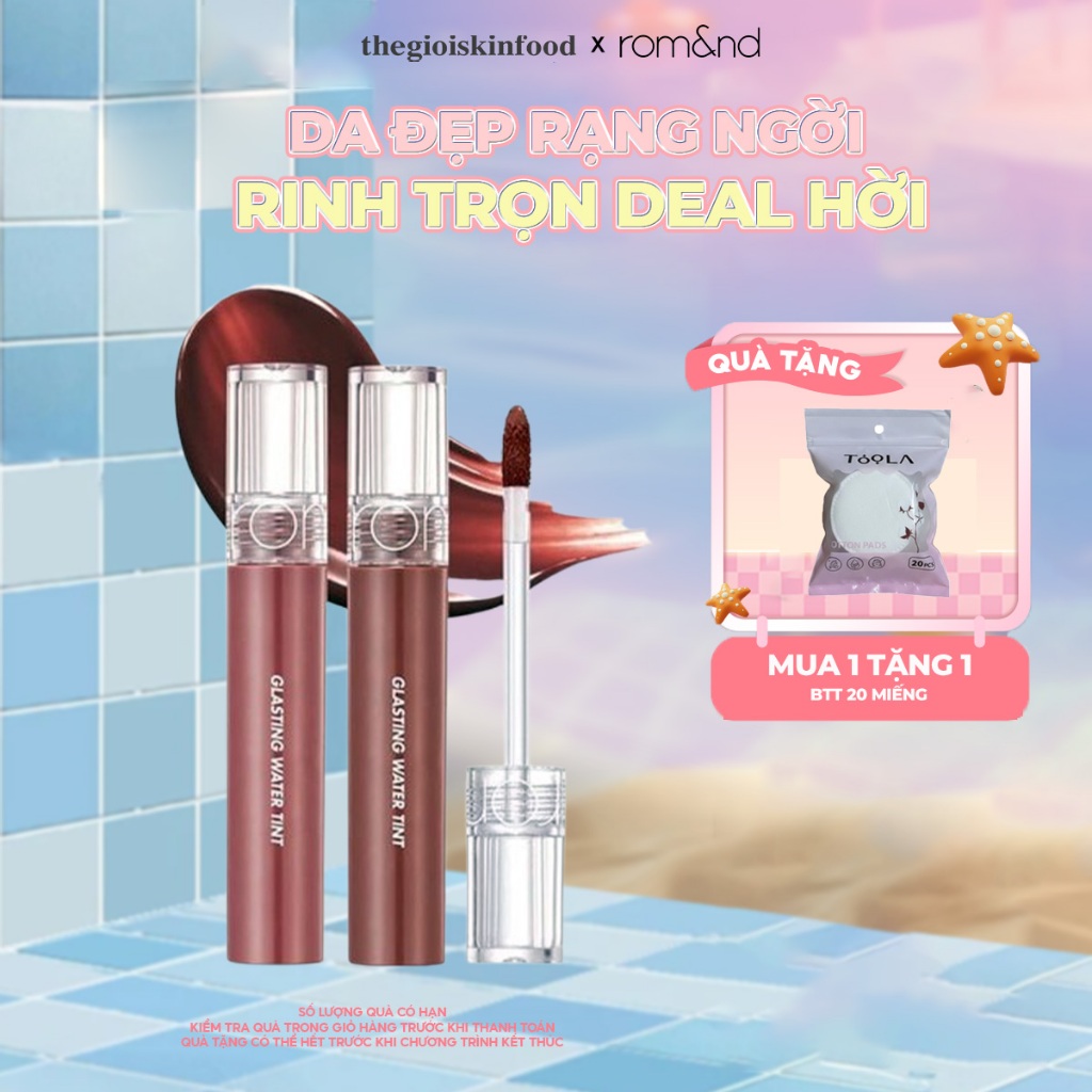 Son Tint Nước Romand Lâu Trôi Glasting Water Tint 4g (04 Đỏ Nâu, 03 Cam Gạch) ThegioiSkinfood