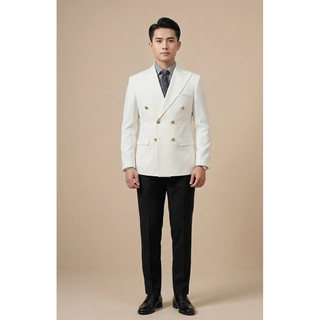 Vest Nam Hàn Quốc , áo Blazer màu trắng dáng 6 cúc lịch sự  , trẻ trung , lịch lãm -Thuytailor