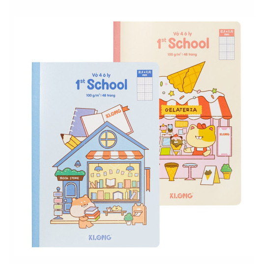 Vở 4 ô ly 1st School My Little Town B5-48 trang 100/92; MS: 005