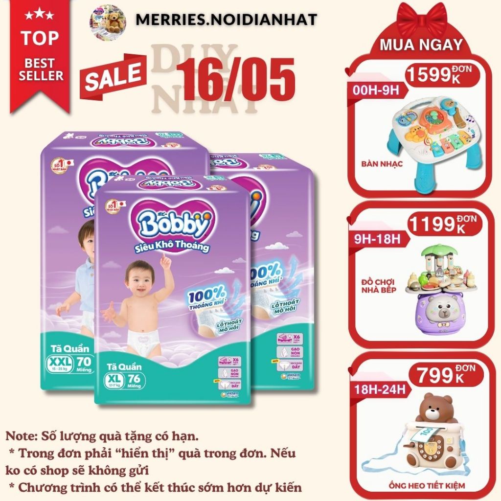 [SIÊU TIẾT KIỆM] Tã BOBBY ULTRA đủ size M96/L88/XL74/XXL70 siêu nhiều miếng