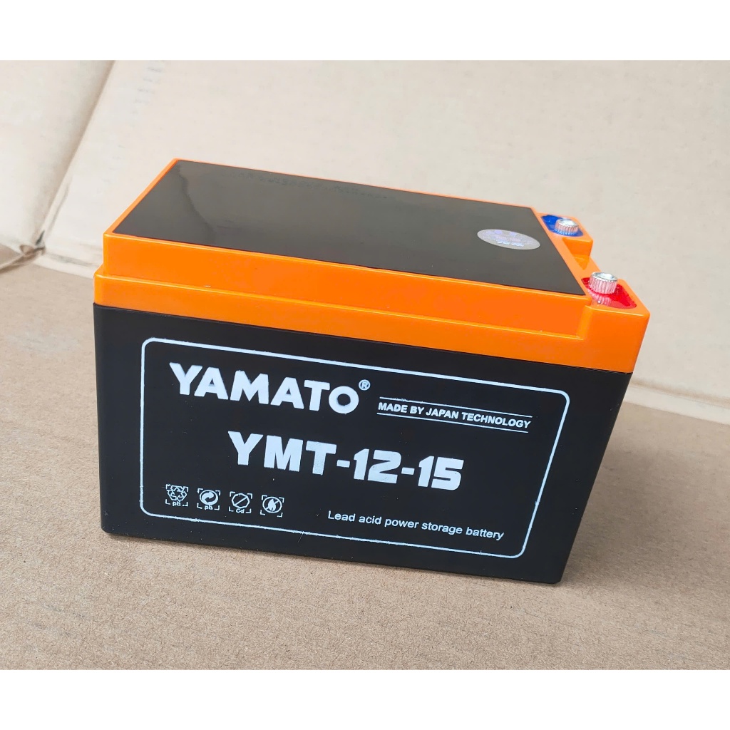 Bình Ắc quy Yamato 12V 15Ah dùng cho xe đạp điện, thắp sáng, loa kéo, lưu điện, UPS