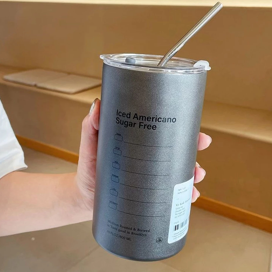 (RẺ nhất ) màu xám 600ml ly giữ nhiệt chuẩn inox 304 không toát nước giữ nhiệt lâu cao cấp