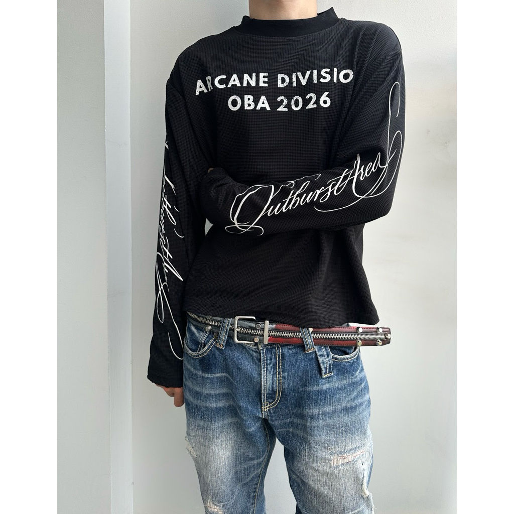 Áo Tay Dài Nam Nữ Vải Waffle OUTBURST - OBA WAFFLE SCRIPT LONGSLEEVE