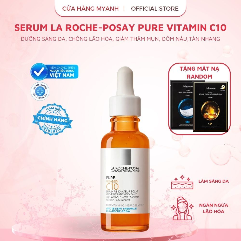 [Hàng Chính Hãng][Tặng Mặt Nạ] Serum La Roche-Posay Pure Vitamin C10- Sáng Da, Chống Lão Hóa, Giảm Thâm Mụn,Tàn Nhang