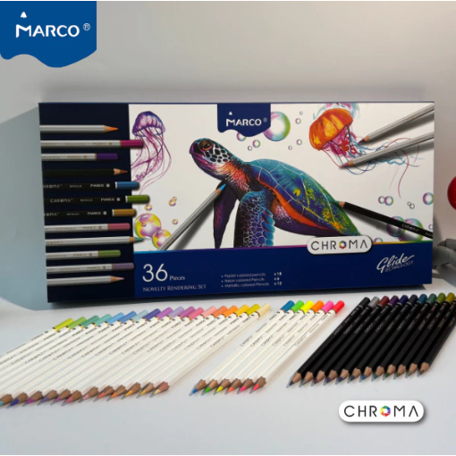 Set 36 màu chì mix Marco Chroma E1031 Marco Chroma Novelty Rendering Set Dùng cho Vẽ Phác thảo, Phon