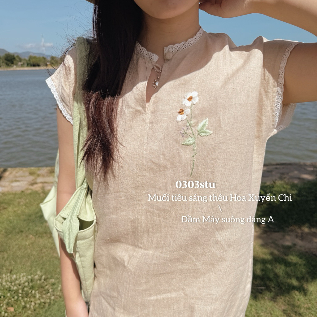 | 0303 studio | đầm linen dáng suông - dòng Mây