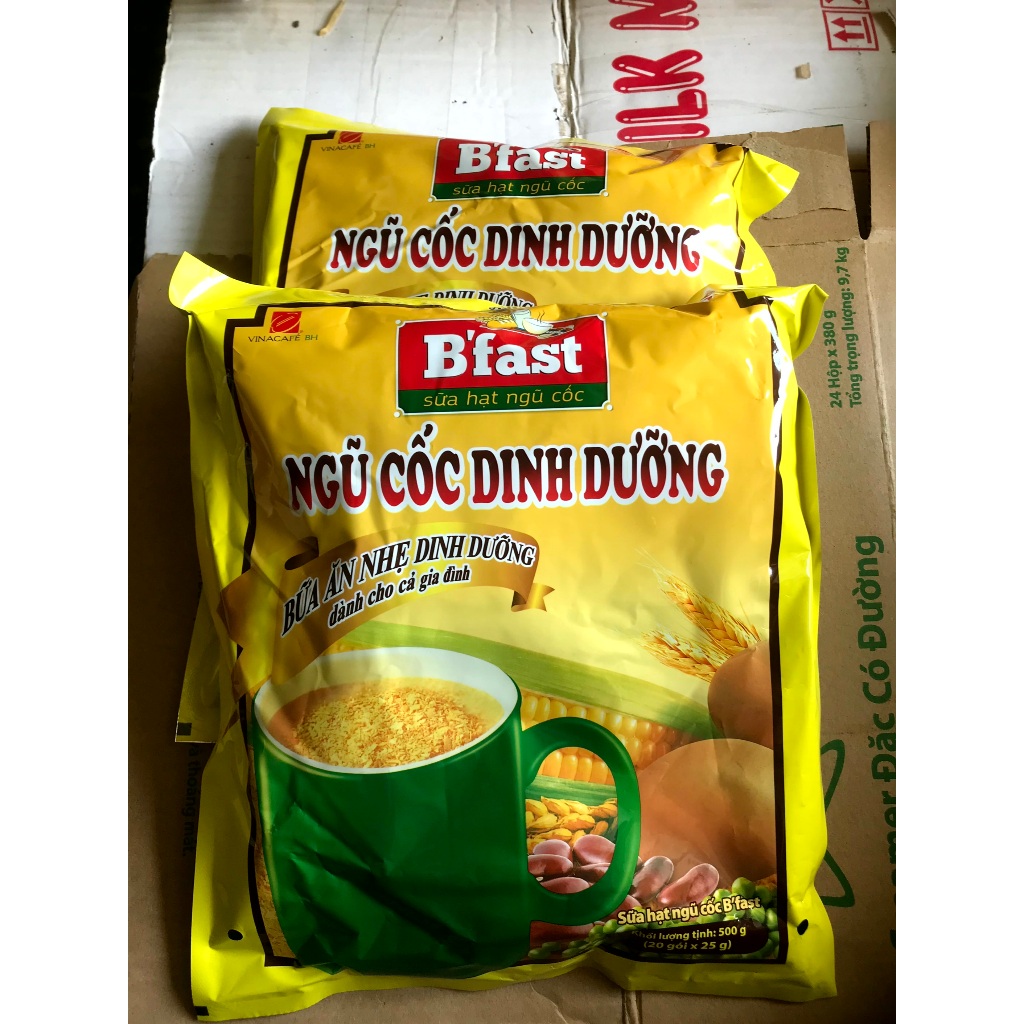 Combo 2 Túi Ngũ Cốc Dinh Dưỡng BFast Canxi (Túi 20 Gói x 25g) - Ngũ Cốc Bữa Sáng Tiện Lợi Chính Hãng
