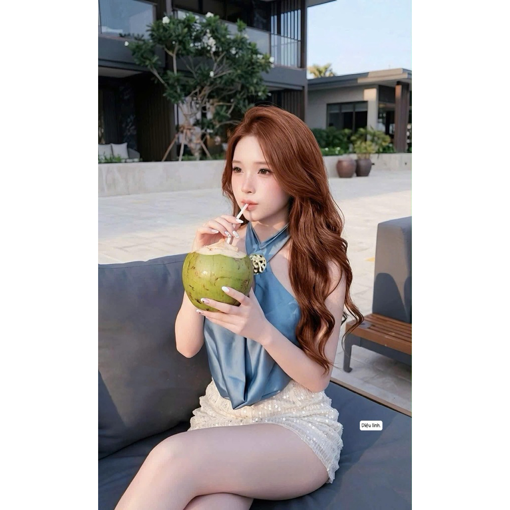 Set cv kim sa áo lụa siu xinh kèm tag  S/M