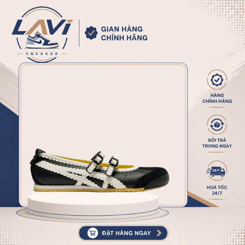 Giày Onitsuka Tiger Mexico 66 Ballet TGRS Black Cream cao cấp, Onitsuka Tiger best fullbox