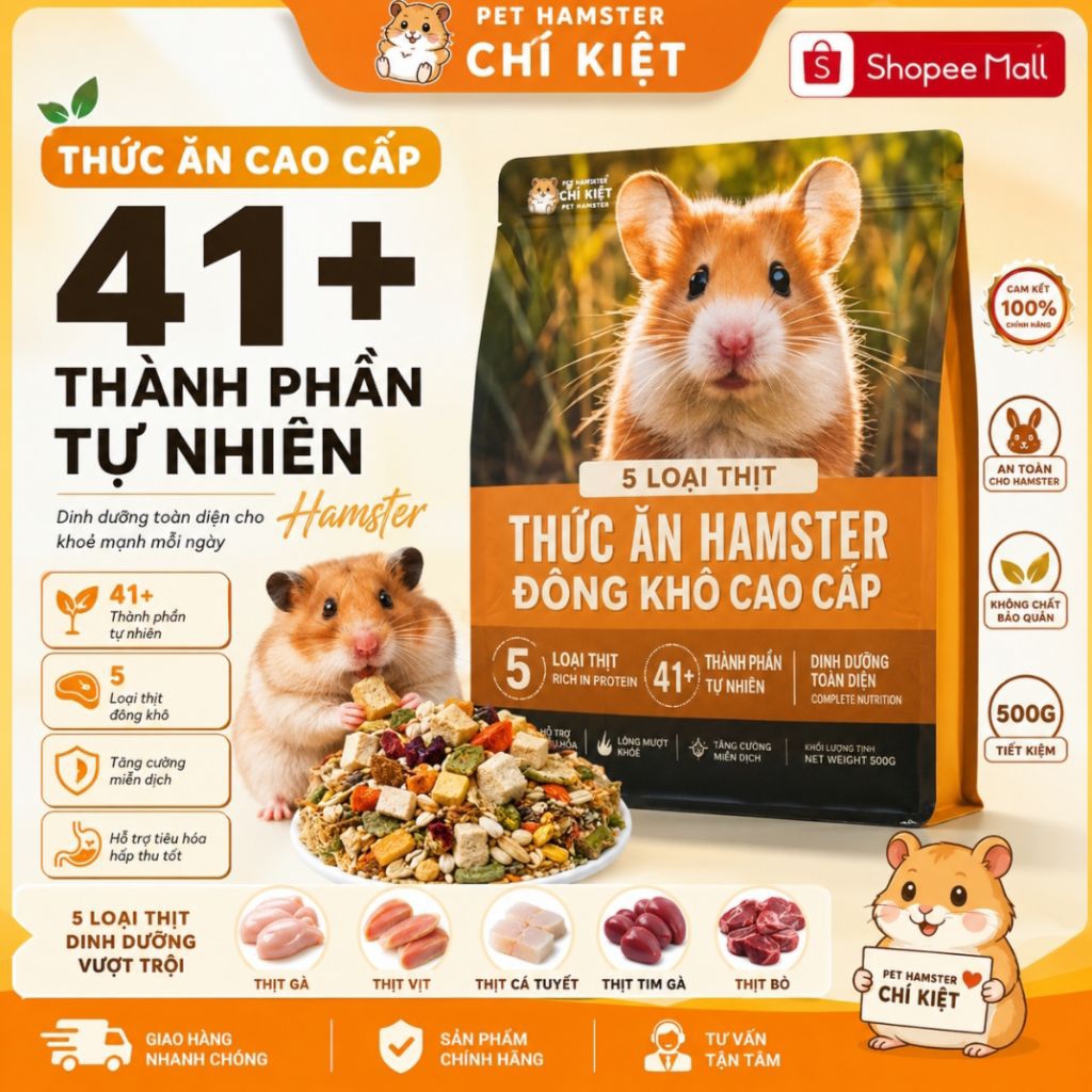 [GJGJO 5 LOẠI THỊT] Thức ăn trộn Gjgjo 5 loại thịt siêu đạm cho hamster