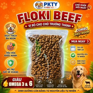 Bao chiết Floki Beef 1kg mùi bò cho chó sản xuất thổ nhỉ kỳ.