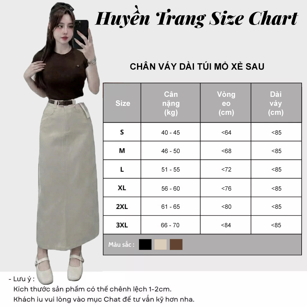 Chân váy kaki nữ dài 85cm dáng suông xẻ tà sau mềm mịn co giãn nhẹ cạp cao tôn dáng thanh lịch M688 | BigBuy360 - bigbuy360.vn