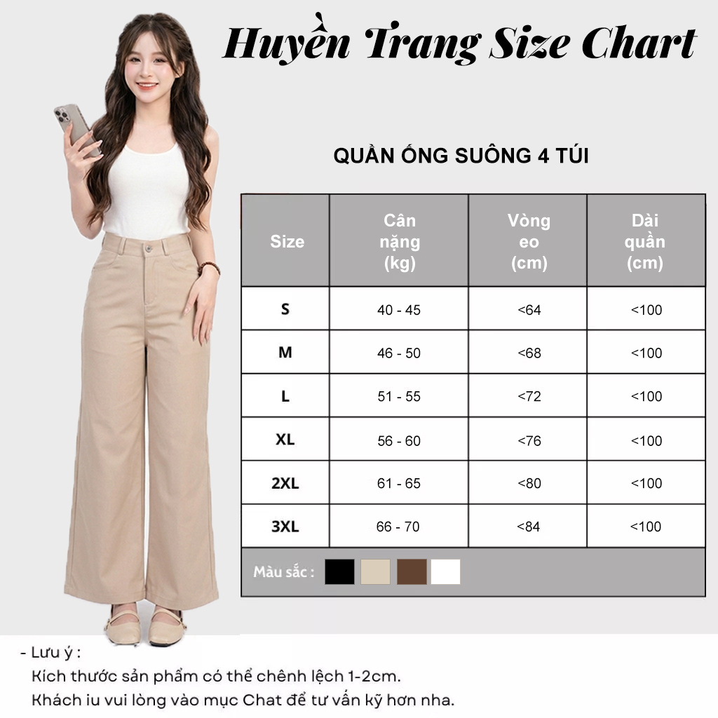Quần Ống Suông Rộng Lưng Cao Chất Kaki Nhật Cạp Phẳng Siêu Hot M255 | BigBuy360 - bigbuy360.vn
