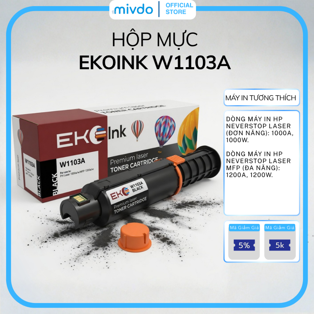Hộp Mực Ekoink TN2385 Dùng Cho Brother HL2321D HL2361DN DCP2520 In Đậm Nét Ổn Định Cao Cấp