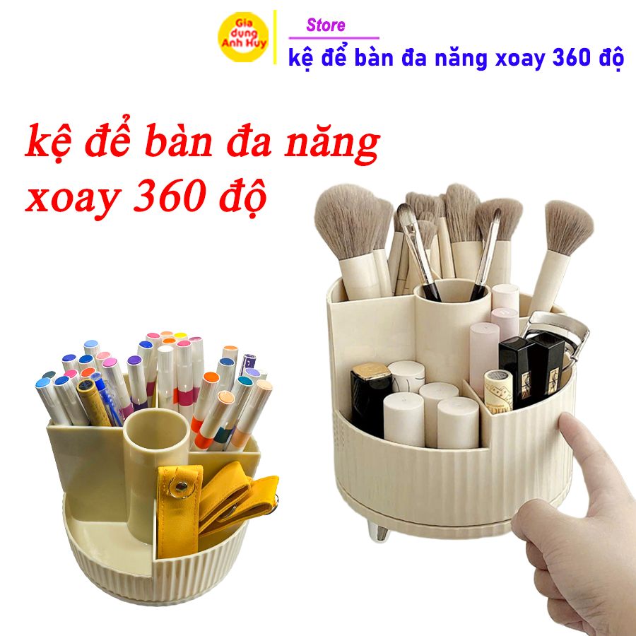 Kệ để bàn đa năng xoay 360 để mỹ phẩm decor phòng xinh xắn - Khay đựng bút gọn gàng - GDAH