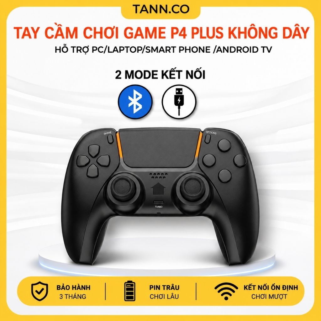 Tay Cầm P4 Plus T28 Chính Hãng Analog 360°, Rung, Bluetooth 5.0 hỗ trợ PC/Laptop/Smart phone /Androi