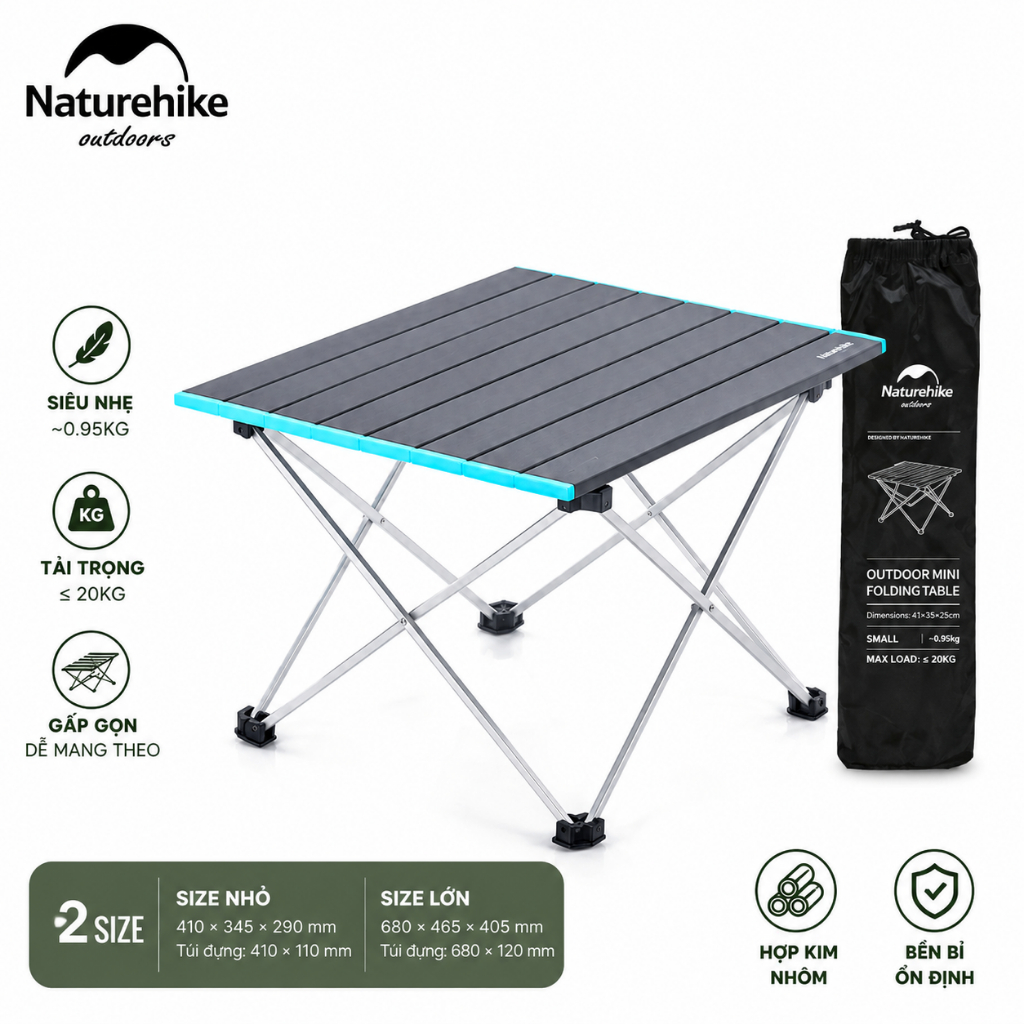 Bàn Gấp Cắm Trại Naturehike NH19Z008-Z - Nhôm Hợp Kim - Gọn Nhẹ - Outdoor Camping Table