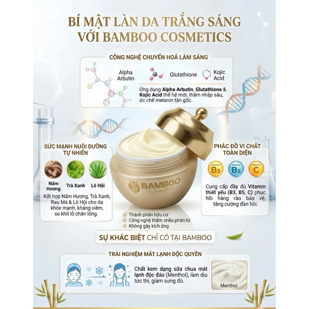 🌟KEM FACE LỤA DƯỠNG TRẮNG PHỤC HỒI DA CAO CẤP BAMBOO🌟