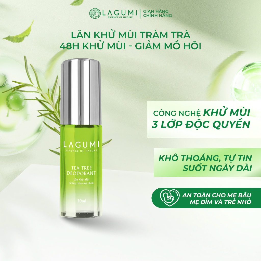 Lăn Khử Mùi Cho Bà Bầu Lagumi Tràm Trà Ngăn Mồ Hôi Đến 48H Giảm Thâm Nách Chuyên Sâu 30ml